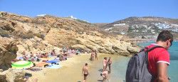 Gay Man on Beach in Greece Gay man on the beach in Mykonos, Greece