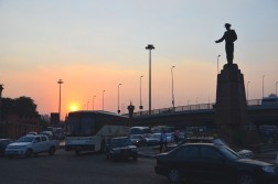 Statue of Hosni Mubarak at Sunset in Cairo, Egypt