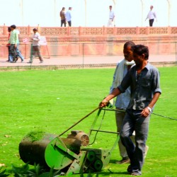 Lawnmower at Taj Mahal in India