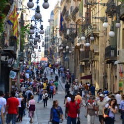 Busy Street in Barcelona Spain