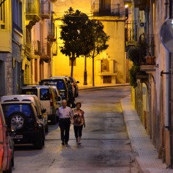 Couple Walking at Night in Spain