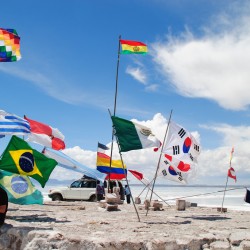 Flags at Salar de Uyuni Bolivia