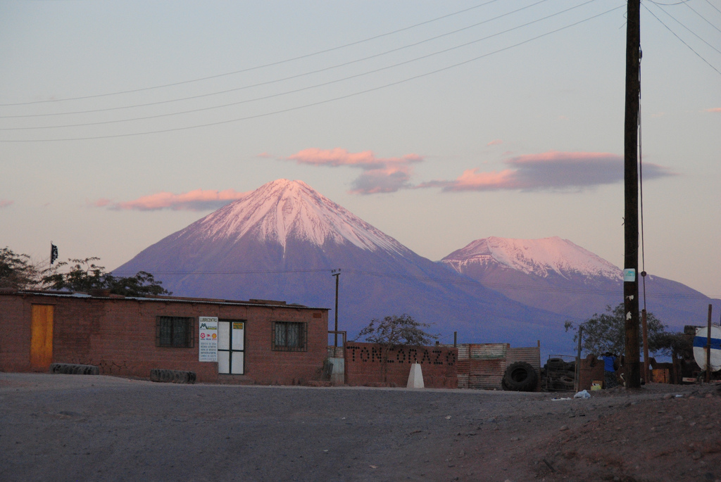 Majestic, purple mountains toward over Chile's Atacama desert