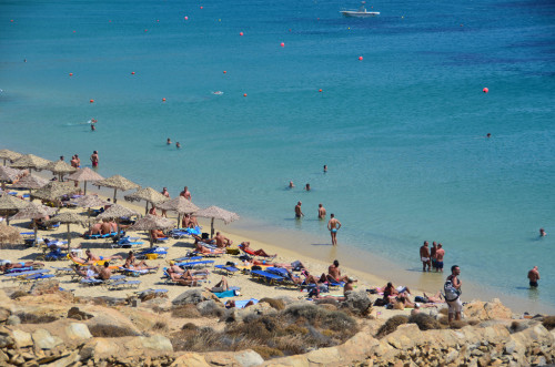 Elia Beach in Mykonos, Greece