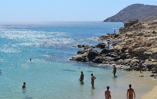 You're not seeing things: Many of these Mykonos sunbathers are nude!