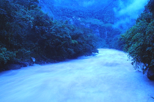 The Urubama River, which runs beneath Machu Picchu, is cool and misty by morning, even in the Peruvian summer