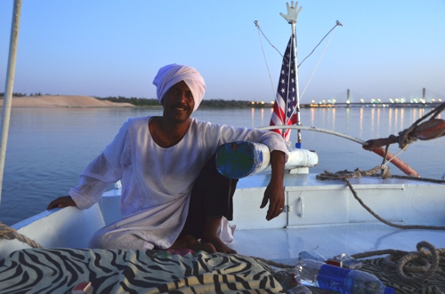 Our patriotic felucca captain – not all Egyptians hate Americans!