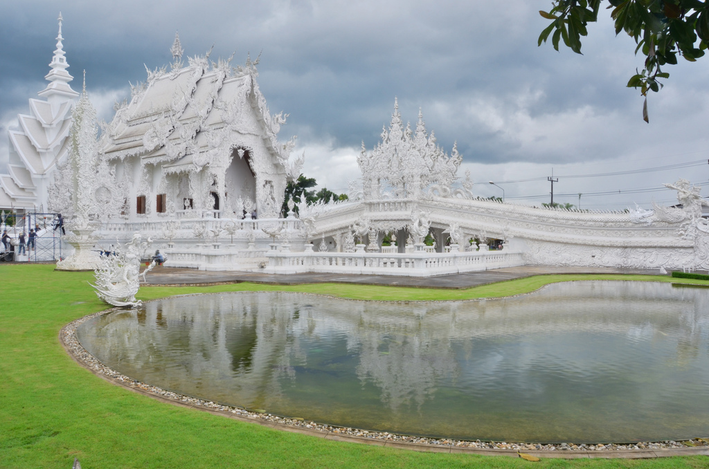 Stark-white Wat Rong Khun temple is located in Chiang Rai