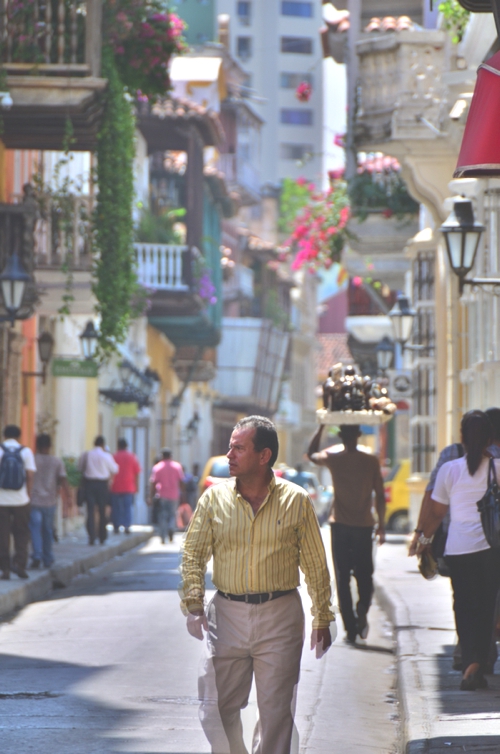 Looking down one of Cartagena's picturesque streets