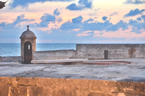 Night sets in from Cartagena's old city walls