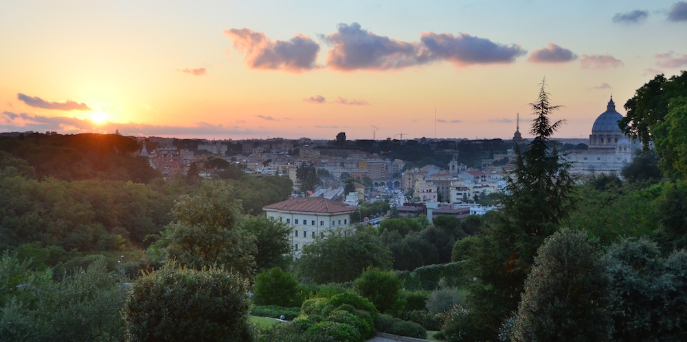 Sunset from Villa Doria Pamphilj in Rome, Italy