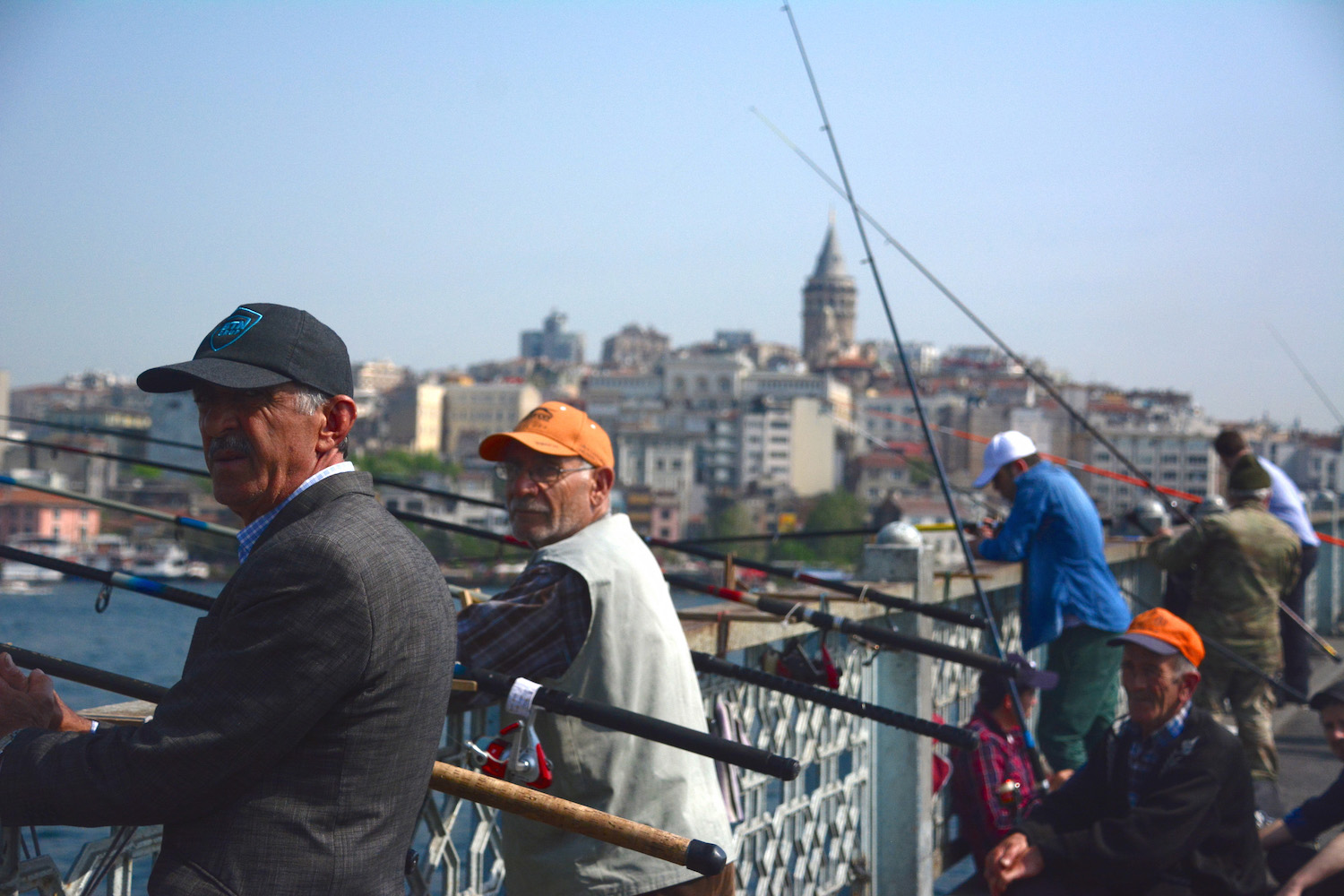 Fishermen on Atatürk Bridge in Istanbul
