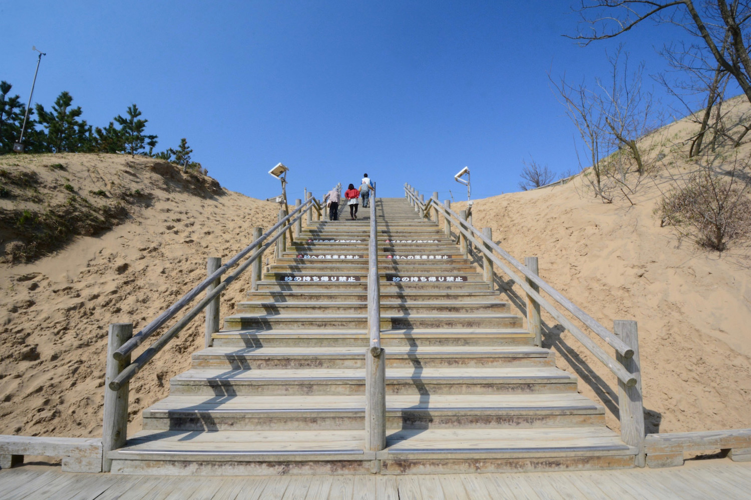 Stairs to desert in Tottori, Japan