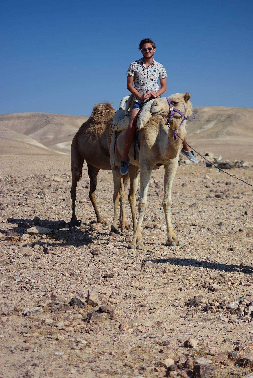 Robert Schrader on a camel in Judean Desert