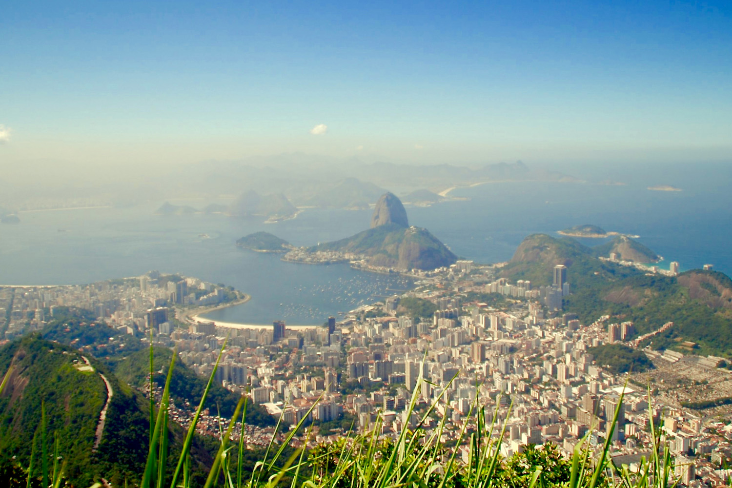 Spectacular view of Rio de Janeiro from a plane window