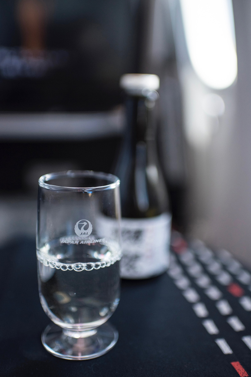 Sake in JAL Business Class Japan Airlines