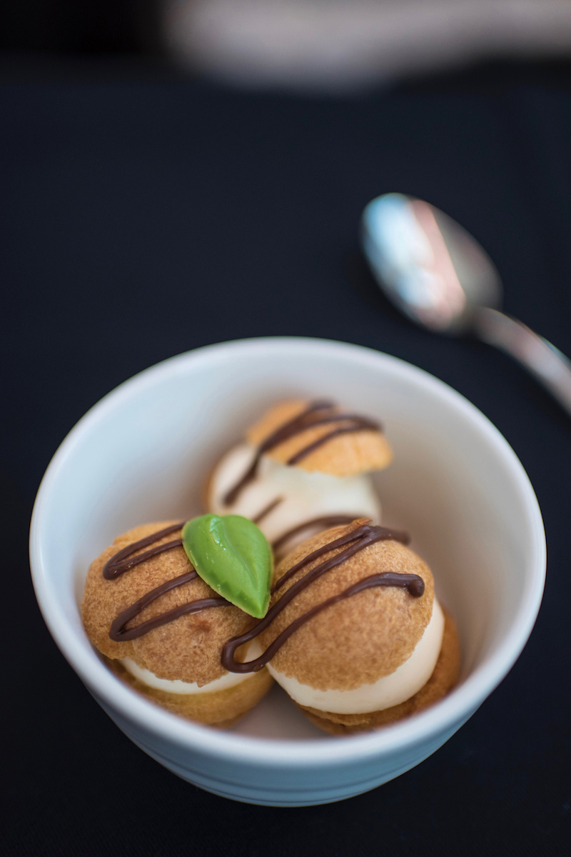 Dessert in JAL Business Class Japan Airlines